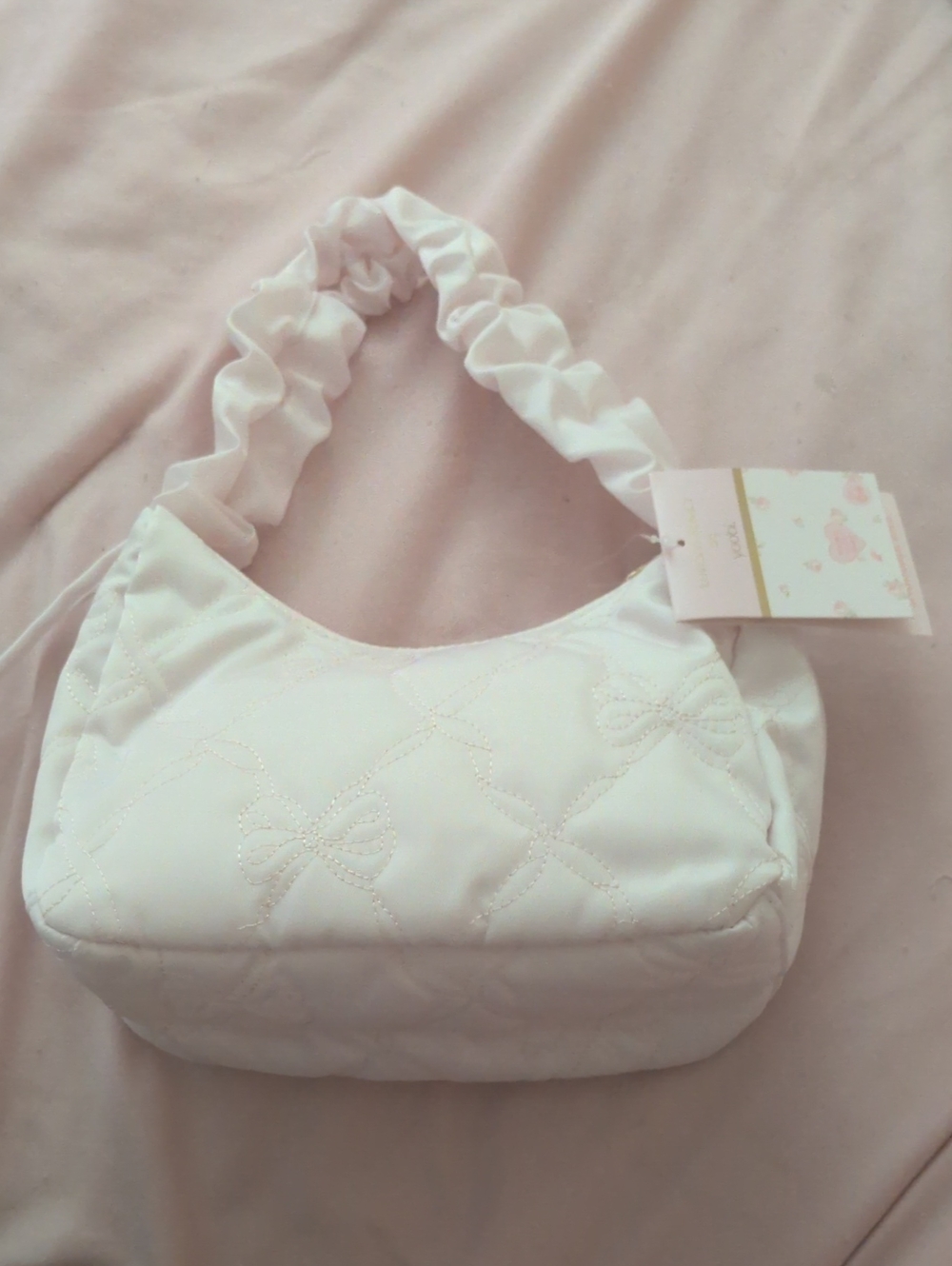 Yoobi X LoveShackFancy Womens Quilted Bow Accent Shoulder Bag
